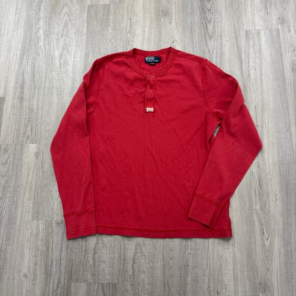 Vintage Polo Ralph Lauren Henley Shirt Men's Extra Large XL Red 90s Country 1967 - Picture 1 of 9